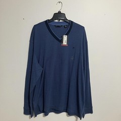 Pierre Cardin Vintage Blue Striped V-Neck Shirt Men’s XXL