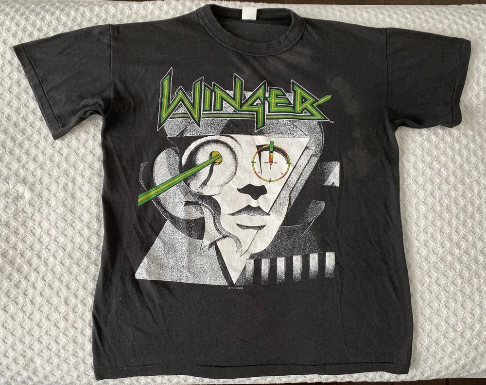 Vintage 1988 Winger Too Tuff To Tame Tour 1989 Cotton T Shirt Black Large 1980s