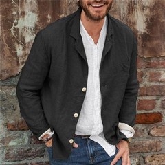Mens Casual Sleeve Shirt Jacket Long Stylish Button Up Lightweight Coat
