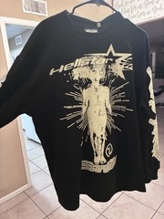 Hellstar Path to Paradise Black Graphic Logo Crew Neck Long Sleeve Tee Men L