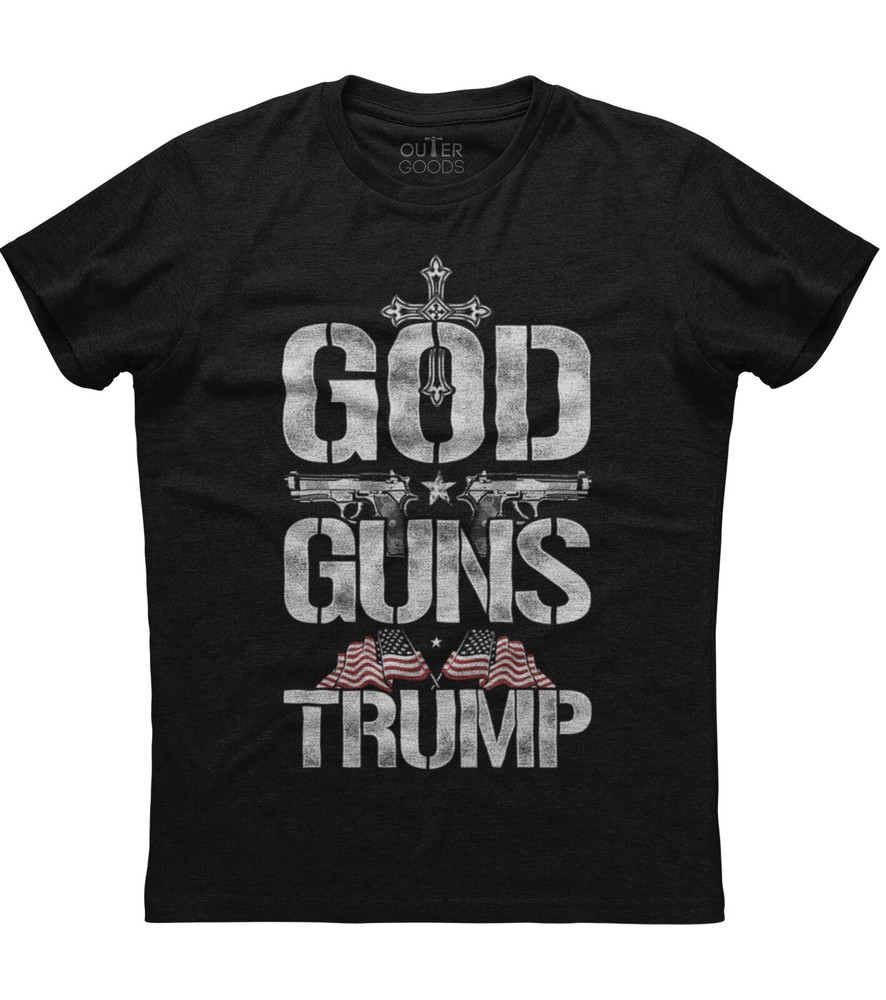 America Flag God Guns Trump New Men’s Shirt 2nd Amendment President Election Tee
