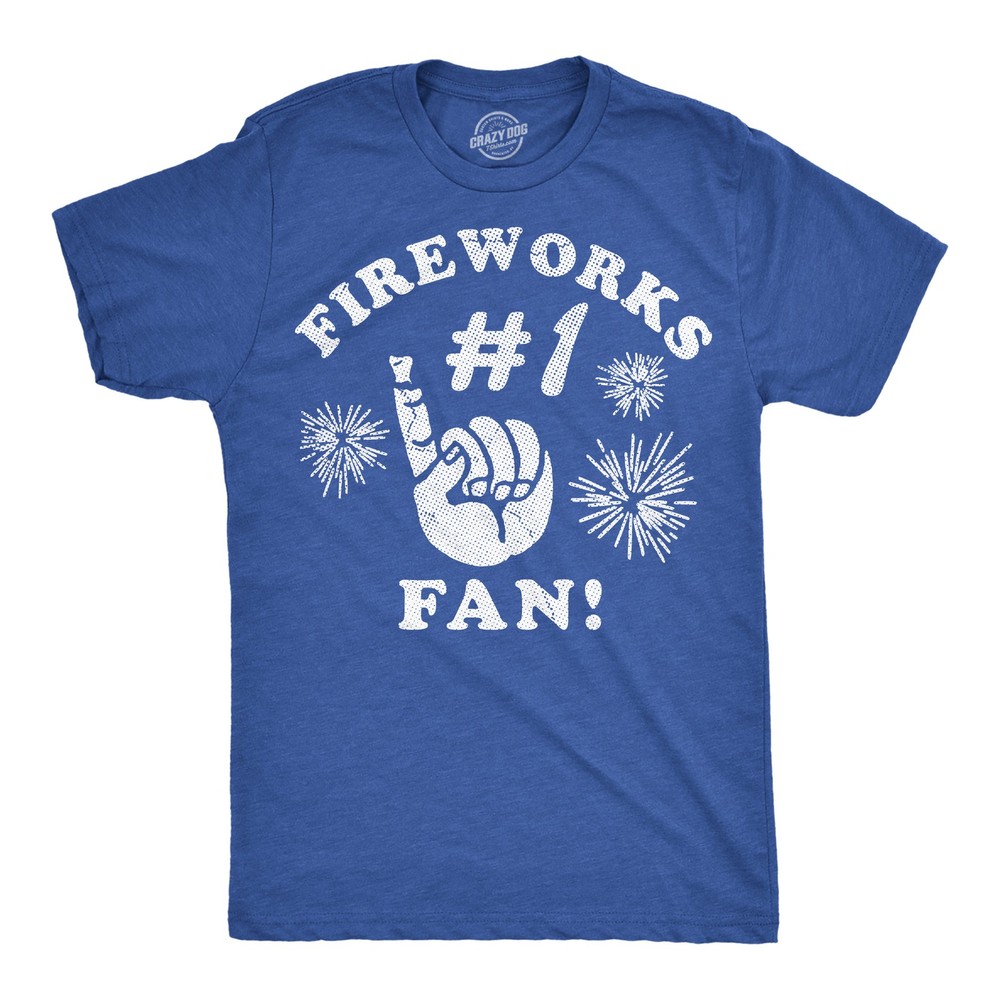 Mens Funny T Shirts Fireworks Number 1 Fan Sarcastic Fourth Of July Graphic