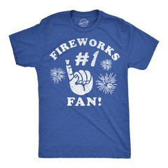 Mens Funny T Shirts Fireworks Number 1 Fan Sarcastic Fourth Of July Graphic