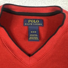 Polo Ralph Lauren Shirt Men Medium Red Waffle Thermal Long Sleeve Sleepwear