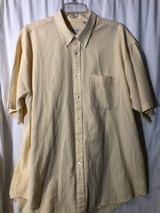 Mens Izod XL Yellow Shirt Button Front Short Sleeve Shirt Tail Hem
