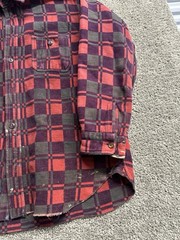 Vintage 60s Champion Cotton Red Plaid Flannel Shirt Size L Gusset Paint Splatter