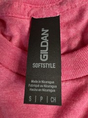 Heather heliconia Gildan softstyle unisex G640 65% polyester35% ring spun cotton