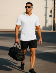 Men’s Short Sleeve Hoodies Cotton Summer Sweatshirt Breathable Workout Shirts US