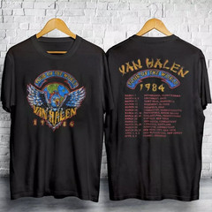 Van Halen 1984 World Tour Shirt Vintage Band Tee Front Back Concert Tee