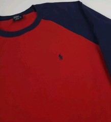Vintage Polo Ralph Lauren Raglan 2 Tone T Shirt Pony Logo RL Sport USA Vtg 90s