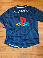 PlayStation Katakana Kanji Baseball Jersey Official License Navy Pinstripe L