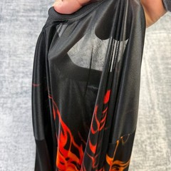 Y2K No Boundaries Flame Shirt Mens XL Sheer Polyester Goth Skater Rave Guy Fieri