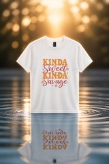 100% Heavy Duty White Cotton “Kinda Sweet Kinda Savage” T Shirt Size XL NWT