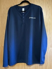 Snap On Tools LS Henley Crew Logo Pullover Navy Blue Polyester Shirt Size XXL