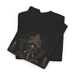 Ornate Ganesha Gold Black Hindu Elephant God Graphic T-Shirt