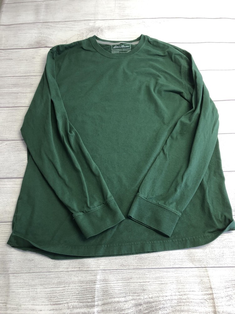 Eddie Bauer Shirt Mens Large Green Legendwash Long Sleeve Tagless Tee Casual Top