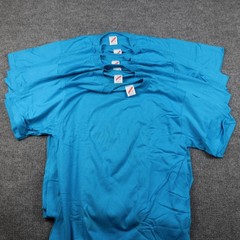 6 Vintage Jerzees Shirt Mens Large Blue Made USA NOS Blank Crewneck 390M CAB