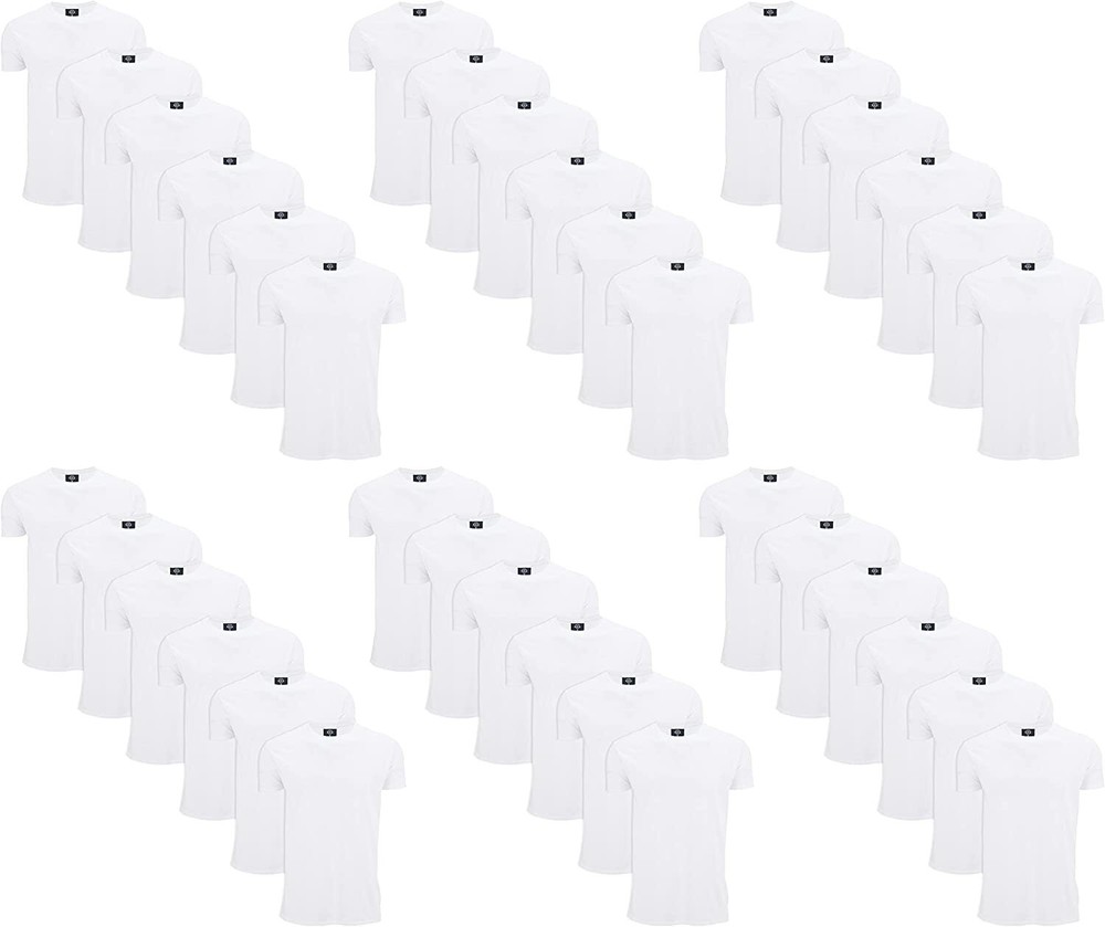 SOCKS’NBULK 36 Pack Mens Cotton Crew Neck Short Sleeve T-Shirts White(MEDIUM)