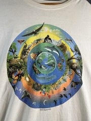 VTG 90s Human-i-Tees White Short Sleeve Shirt Sz XXL Nature Ecosystem Animals