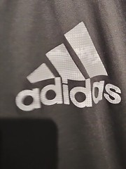Adidas spell out Climate Large black logo Men sports shirt.