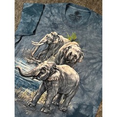 The Mountain Elephant T Shirt Blue Tie Dye Graphic Adult Medium festival EUC