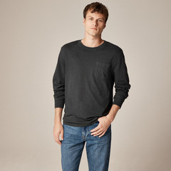 NEW J. CREW Men’s Black Slim Long-Sleeve Vintage-Wash Cotton Pocket T-Shirt Sz L