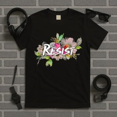 RESIST Flower Logo Floral Anti Trump Political Protest T-Shirt Unisex