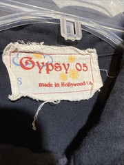 Gypsy 05 Embroidered Black Pullover Button Long Sleeve Small Made In USA-919