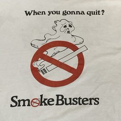 Hanes SMOKE BUSTERS Adult XL Short Sleeve Ringer Graphic T VTG 80s Poly Cotton