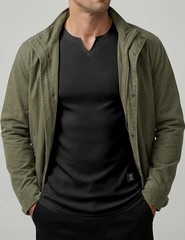 Mens Muscle Slim T Shirts Texture V Neck Longline Henley Gym