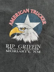 VintageAmerican Trucker Rip Griffin Travel Center Black Pocket Graphic Tee