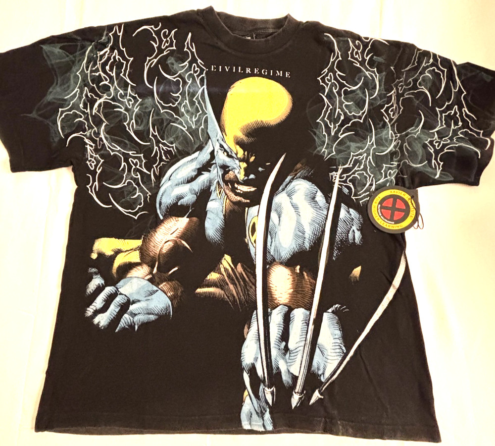 Civil regime Marvel X-Men Wolverine Oversized Graphic Tee Shirt Adult Size Large
