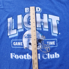Bud Light Football Club T-Shirt Mens 2XL Blue Double Sided Graphic Beer Tee
