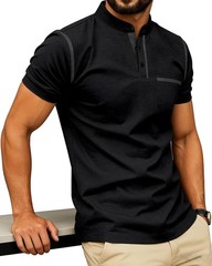 Mens Casual Short Sleeve Henley Shirt Button Front T Shirt with Pocket Lightw…