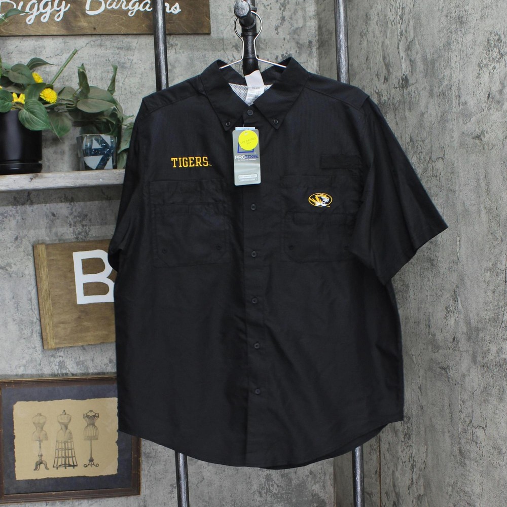 Pro Edge Mens Missouri Tigers Button Up Short Sleeve Mesh Lined Shirt S M L
