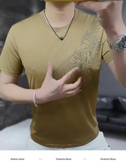 New Men Luxury Tiger Wings Rhinestones Fashion T-Shirt High Quality 4 Colors