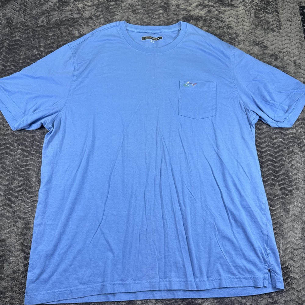 Greg Norman T-Shirt Men’s-XXL Chest Pocket Regular Fit Short Sleeve Blue