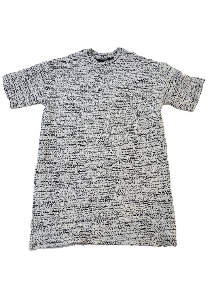 Represent Black White Woven Textured Short Sleeve Streetwear Shirt M