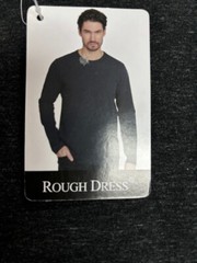 ROUGH DRESS MEN’S Cotton Blend Crew Neck Long Sleeves T-shirt(BLACK M)NWT