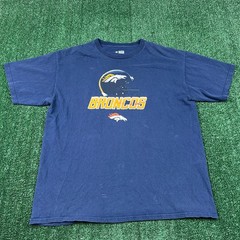 Vintage NFL Team Apparel Denver Broncos Helmet T-Shirt Mens XL Navy Blue Y2K