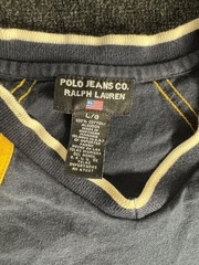 VintagePolo Jeans Co. Ralph Lauren Men’s Blue Long Sleeve V-Neck Graphic Tee L/G