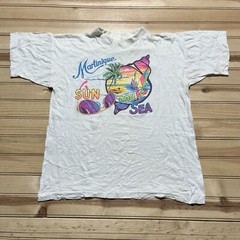 Vintage 80s Martinique Sunset Sailing Seashells Beach Destination Shirt Size M