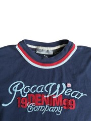 Vintage Y2K Rocawear Embroidered Graphic Short Sleeved Ringer T-Shirt Size L