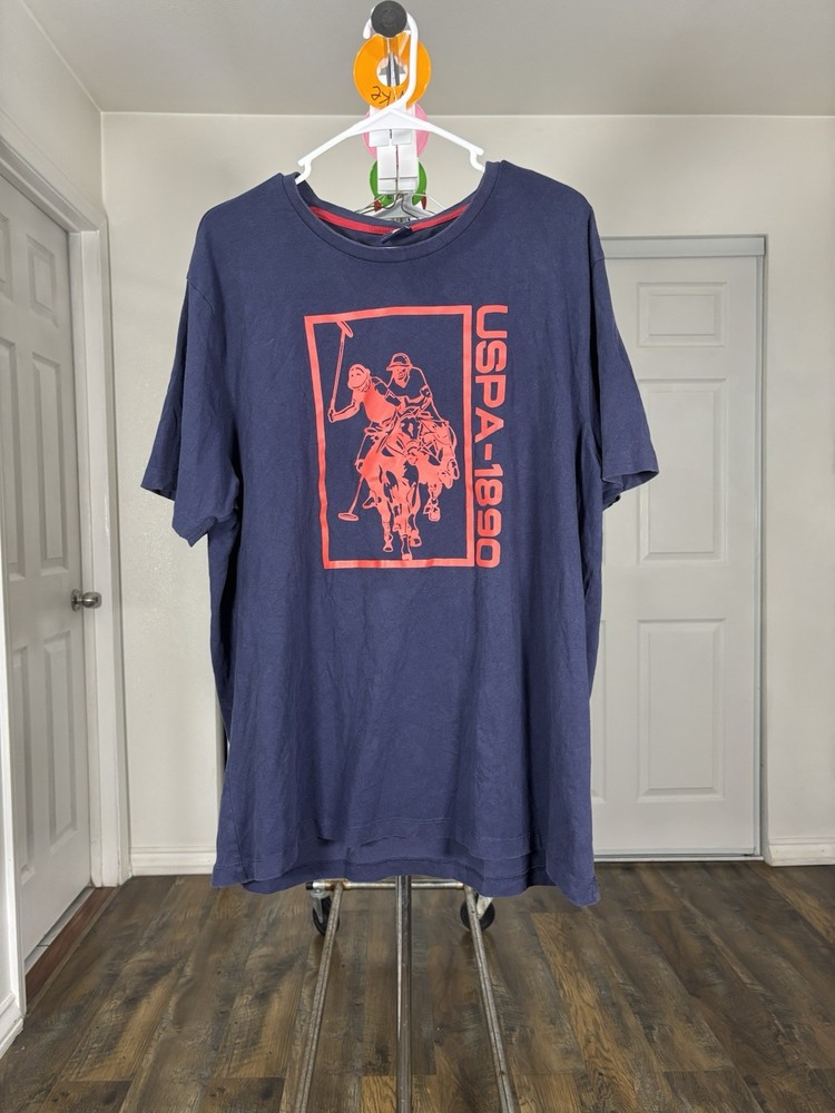 U.S. Polo Assn. Graphic Logo Men’s Blue/Red Short Sleeve Crew T-Shirt Size XL