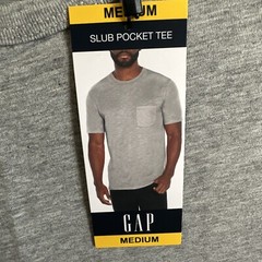 GAP Men’s Crew Neck Short Sleeve Slub Pocket T-Shirt Light Grey Heather M Medium