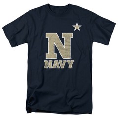 US Naval Academy Adult T-Shirt Distressed Primary Logo, Navy, S-5XL