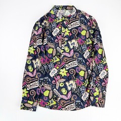 Coofandy Blue Green Floral Long Sleeve 1/4 Button Shirt Top Mens S