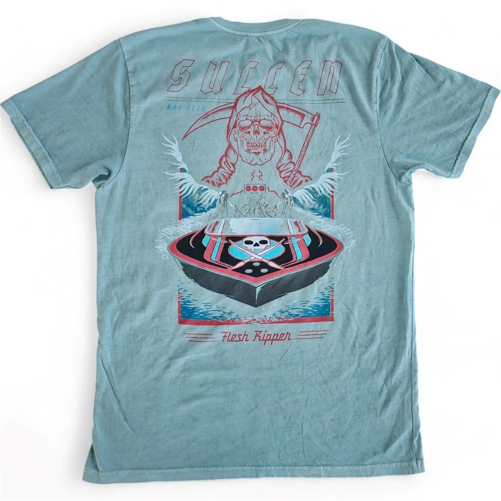 Men’s Sullen Art Collective Flesh Ripper Blue Skull Premium Tee T-Shirt Large