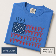 Patriotic Lobster Flag Shirt, Coastal USA Comfort Colors Fourth of July Tee