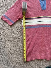 Vintage Capistrano Shirt Polo S/M Made in Korea 70s Ramie Acrylic Red Blue